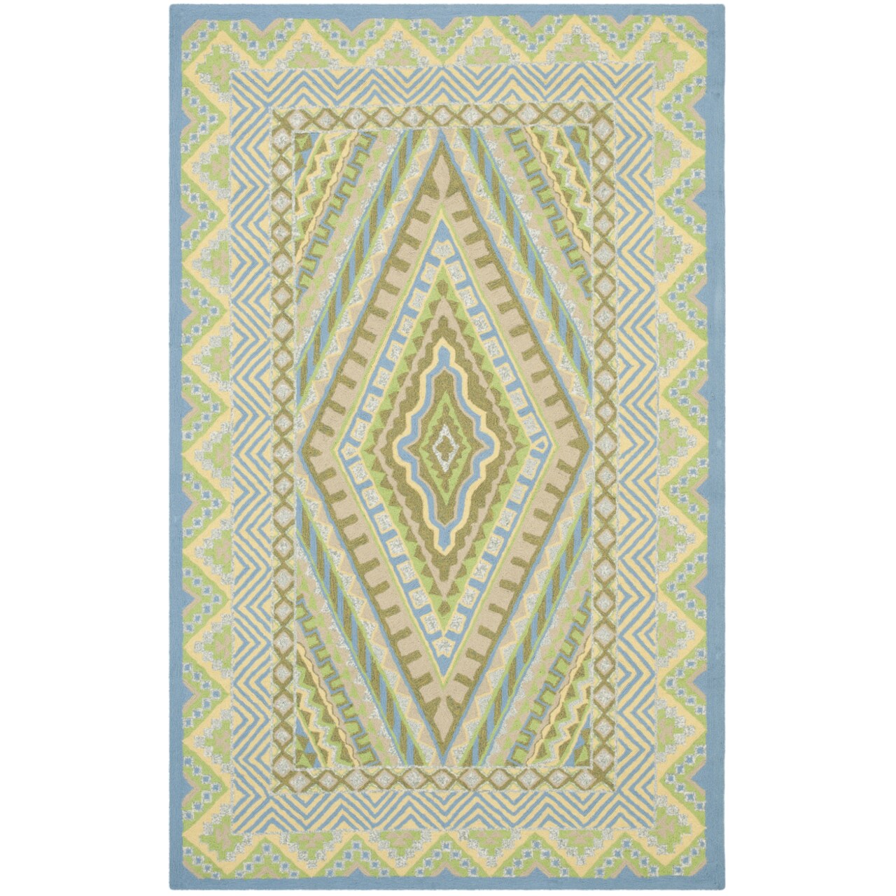 Safavieh Four Seasons Frs490H Blue / Yellow Rug Geometric Pattern Hand Hooked